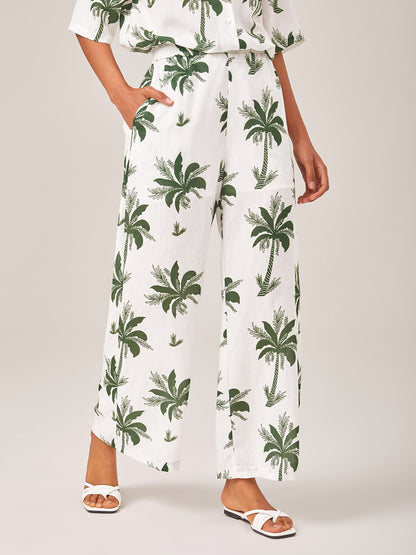 Vacation Palm Tree Print Loose Two-Piece Set