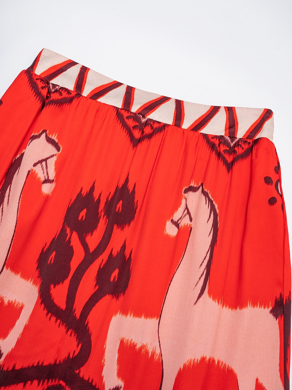 Chiffon Orange Printing Elegant Bohemia Midi Skirt