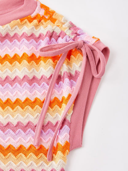 Orange Knitted Stretch Ruched Mini Dress