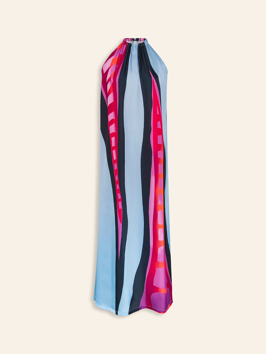 Halter Dress Satin Maxi Dress Rainbow Halter