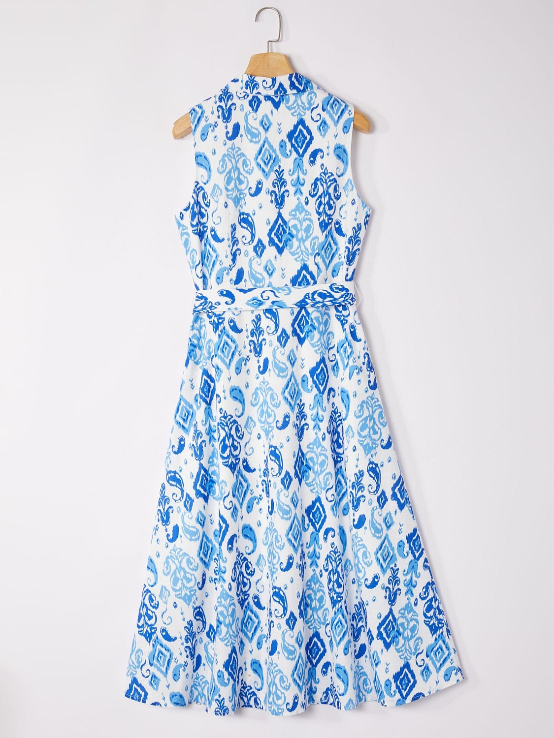 Monochrome Print Linen Look Midi Shirt Dress