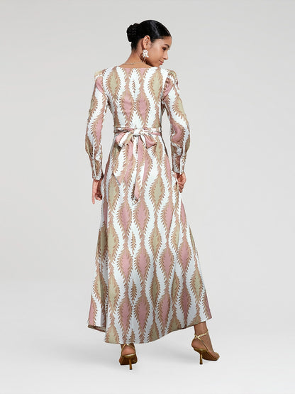 Maxi Dress White Satin Floral Print