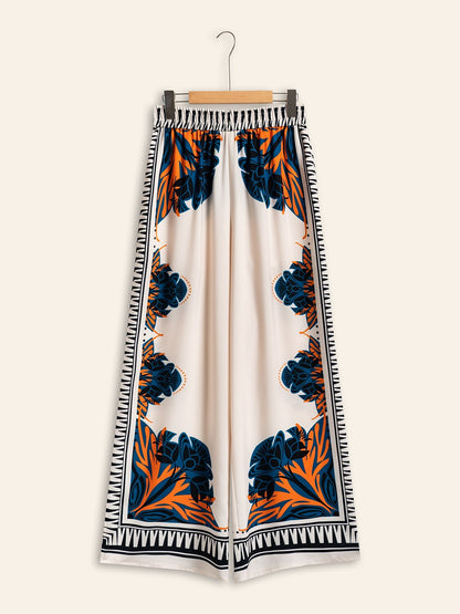 Pants Satin Wide Leg Maxi Loose Bohemian