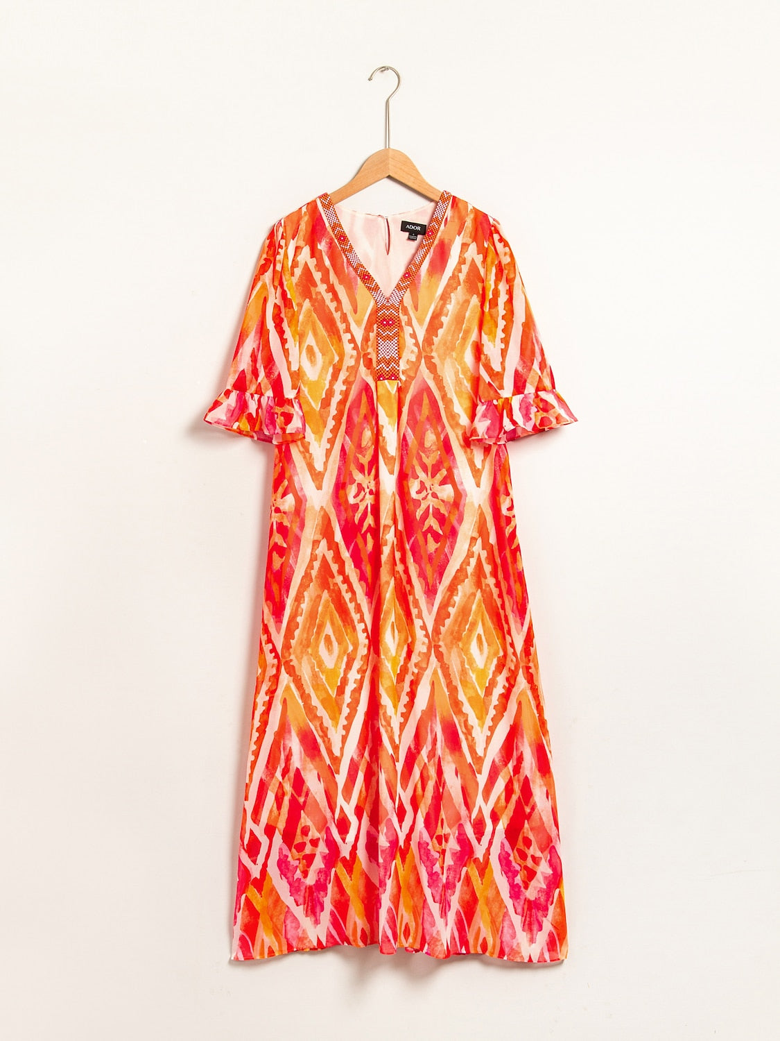Chiffon Ethnic Print Midi Dress