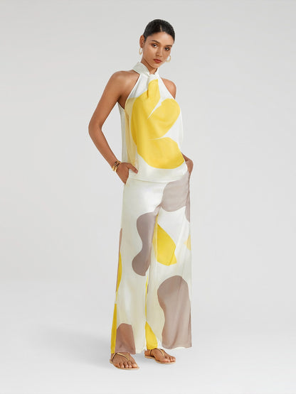 Satin Floral Halter Top