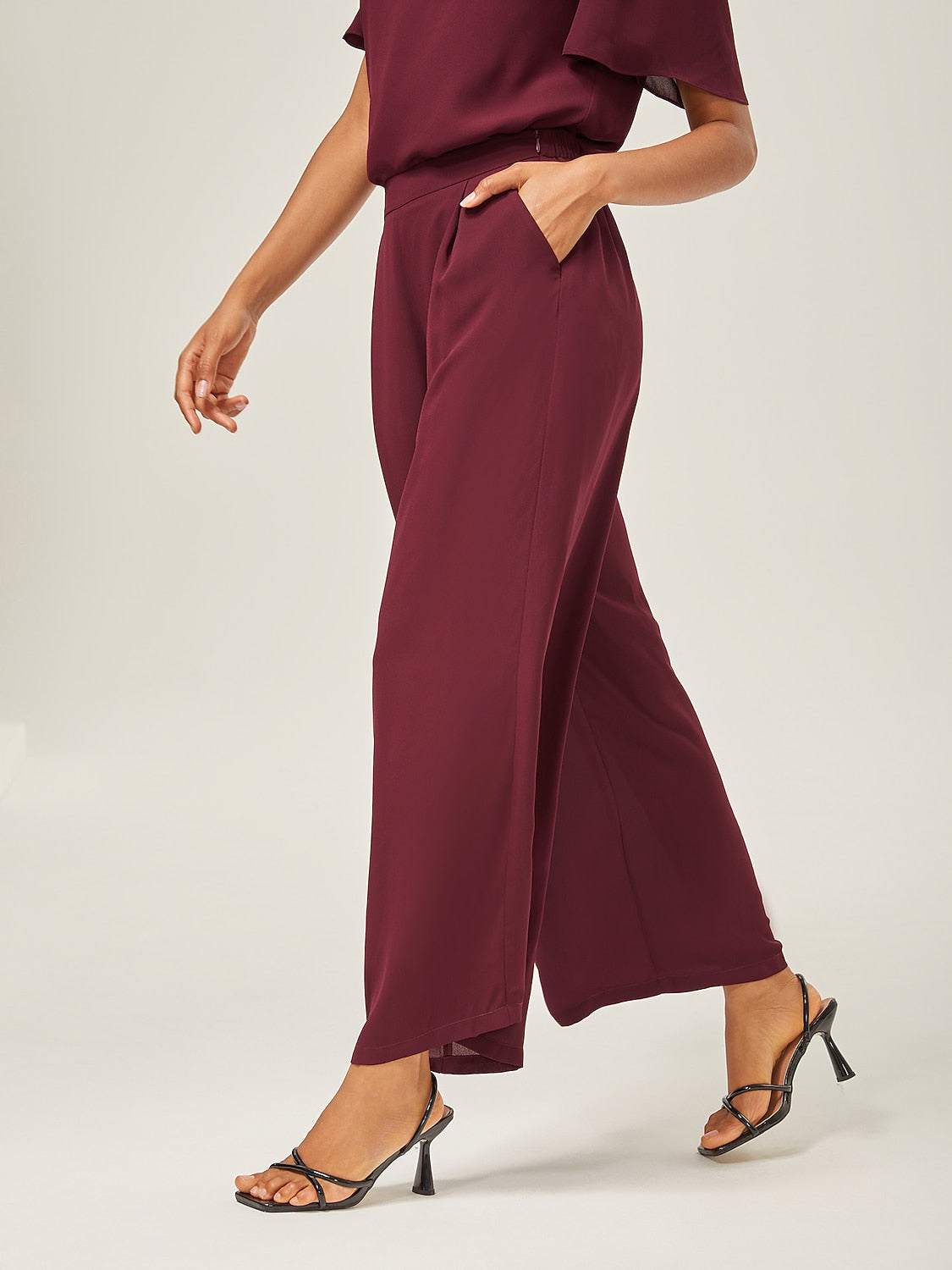 Loose Culottes Wide Leg Full Length Chiffon Pants
