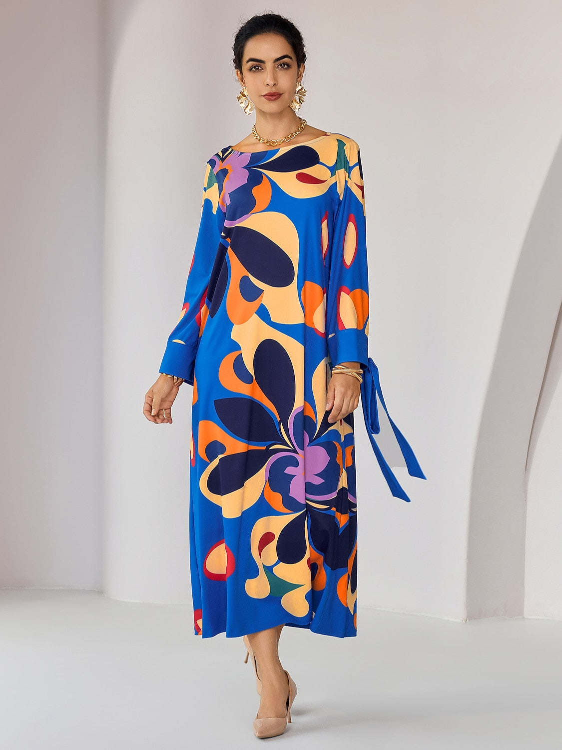 Loose Floral Printing Midi Dress