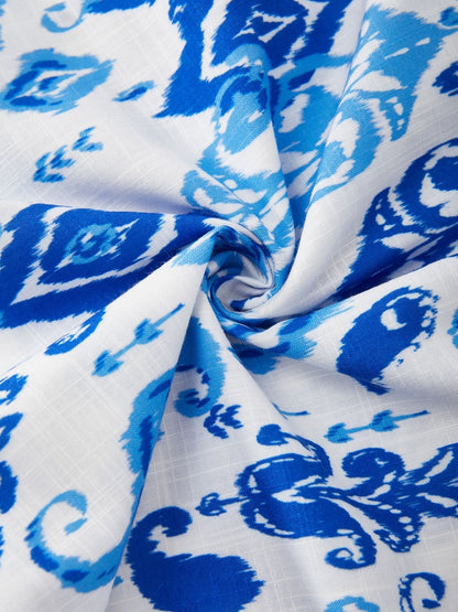 Monochrome Print Linen Look Midi Shirt Dress