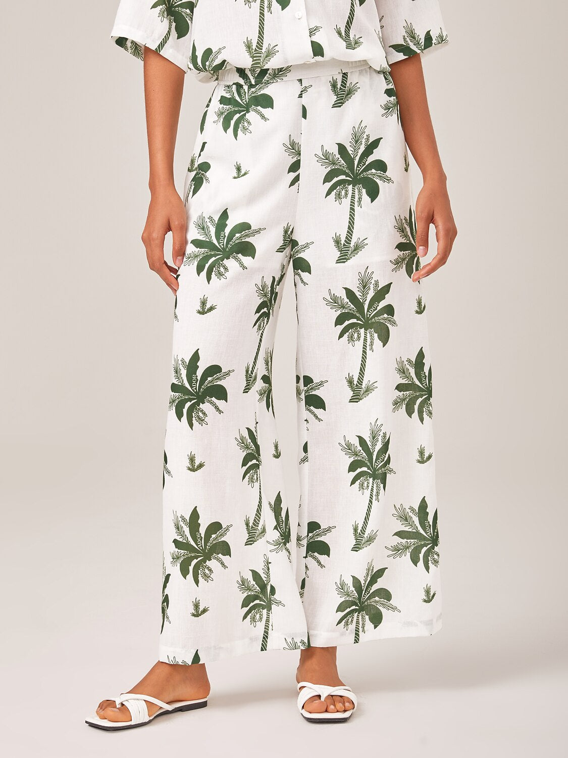 Vacation Palm Tree Print Loose Two-Piece Set