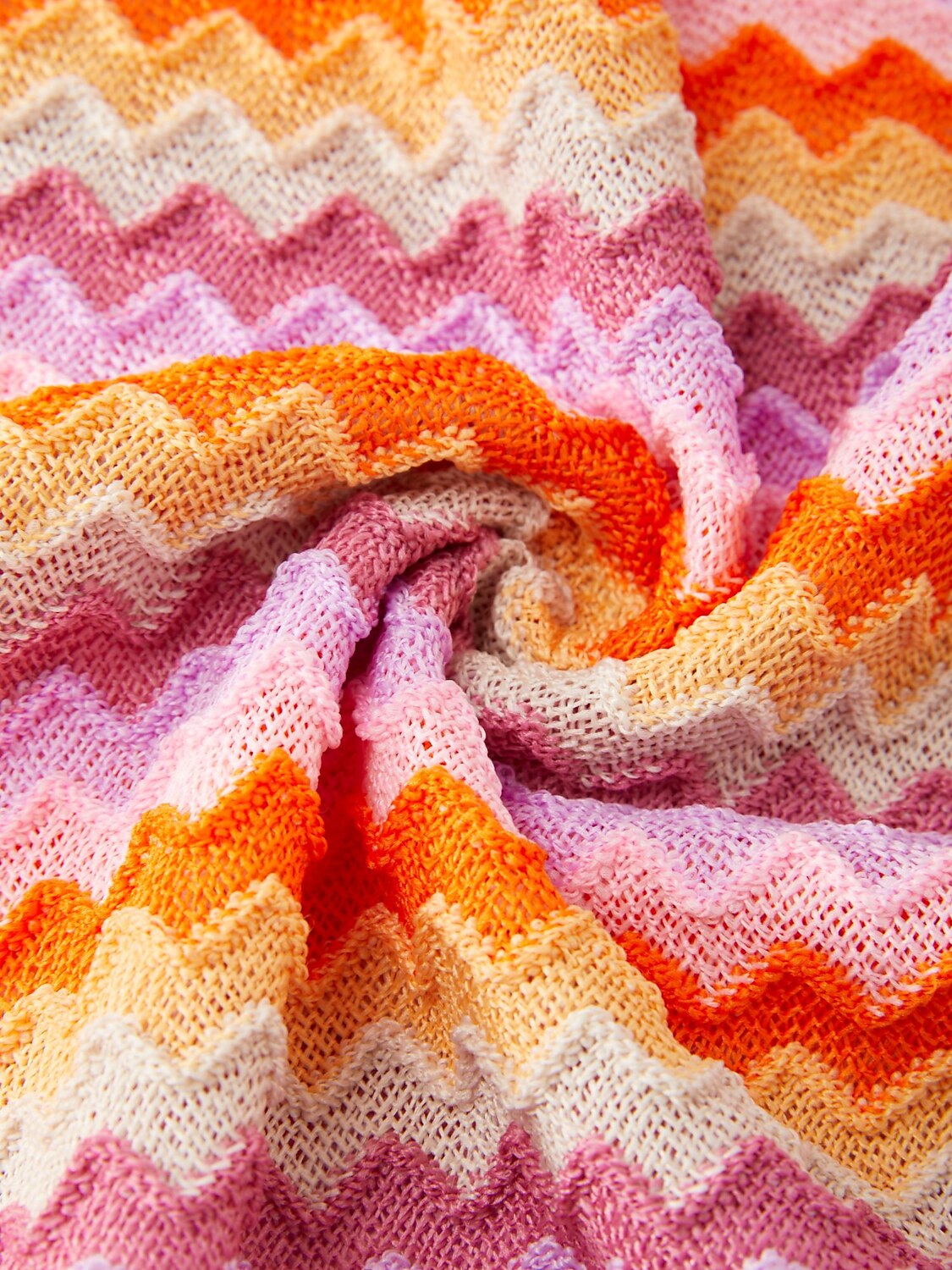 Orange Knitted Stretch Color Block Skirt