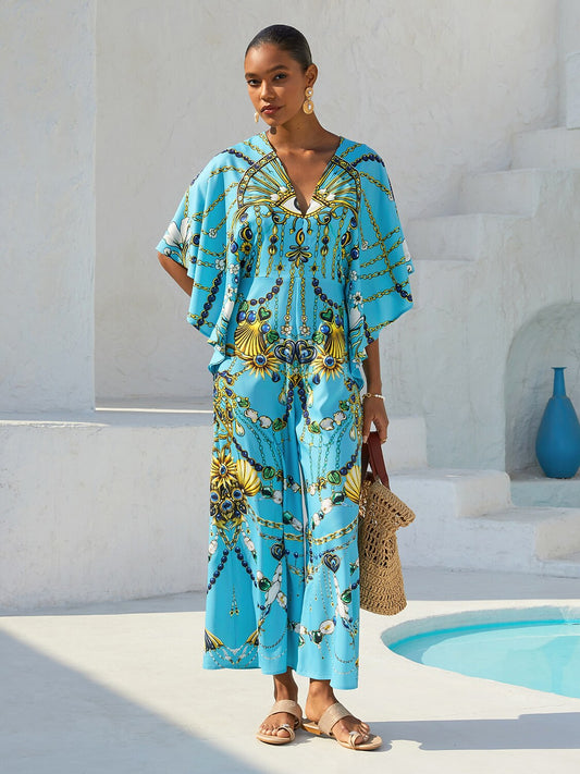 Vintage Jewelry Silky Satin Jumpsuit