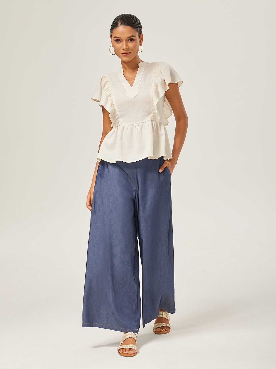 Daily Casual Tencel Denim Wide-Leg Pants
