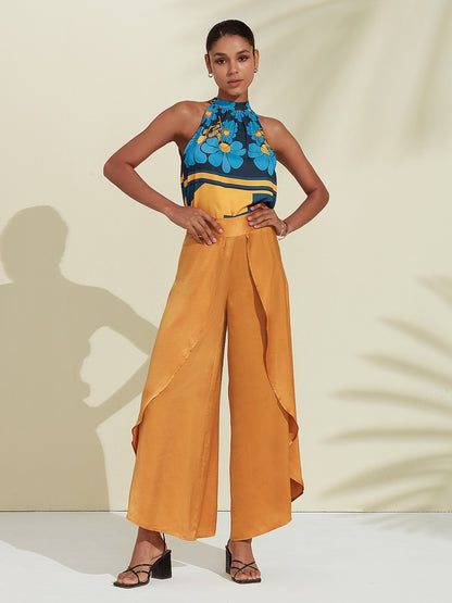 Satin Swing Ruffle Pants