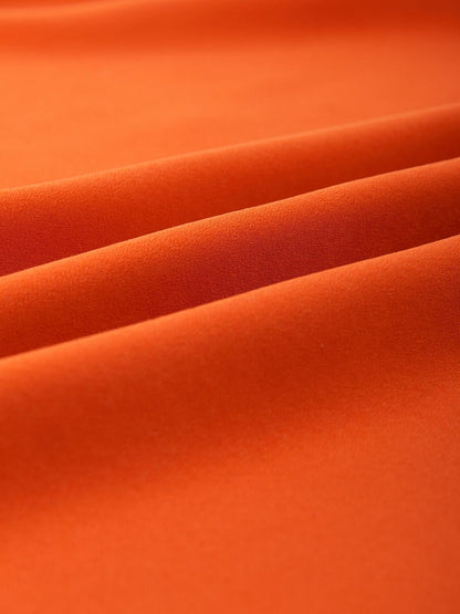 Satin Orange Stand Collar Wide Leg Pants Set