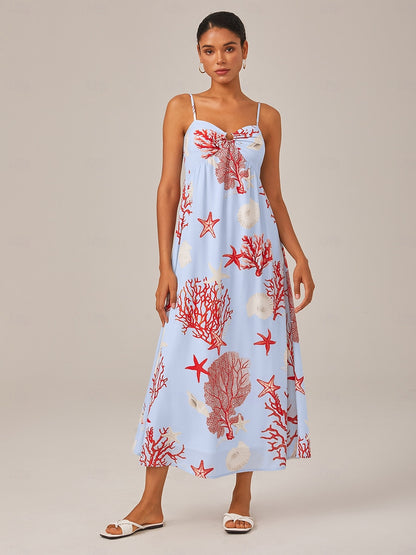 Red Ocean-Themed Cami Dress