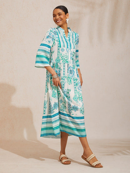 Celadon Bloom Story Silky Satin Maxi Dress