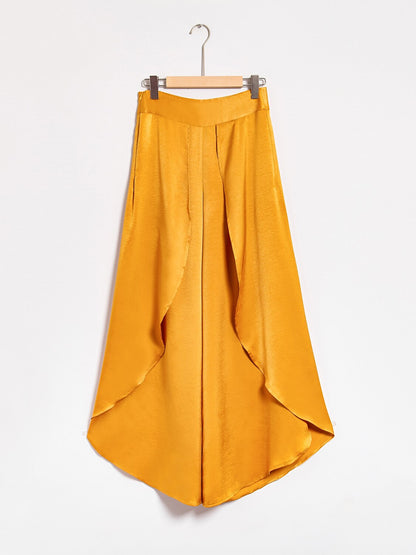 Satin Swing Ruffle Pants