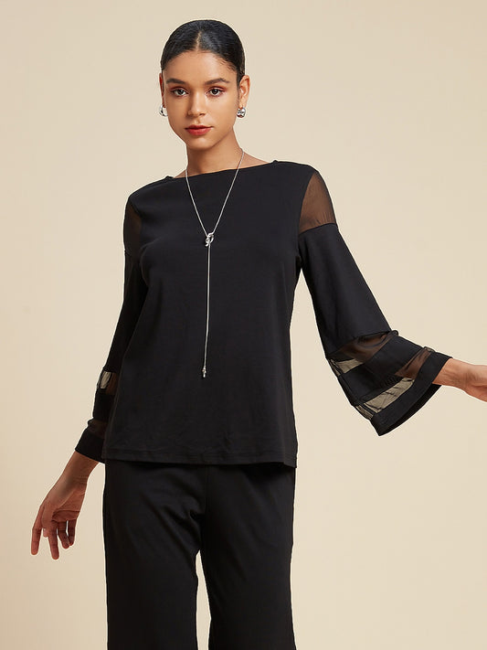 Style Chiffon Blouse Modal Illusion Pure Color Loose