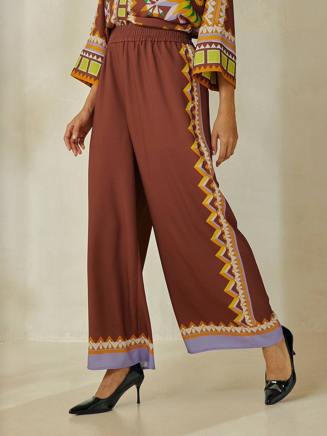Brown Bohemia Pants Wide Leg Culottes