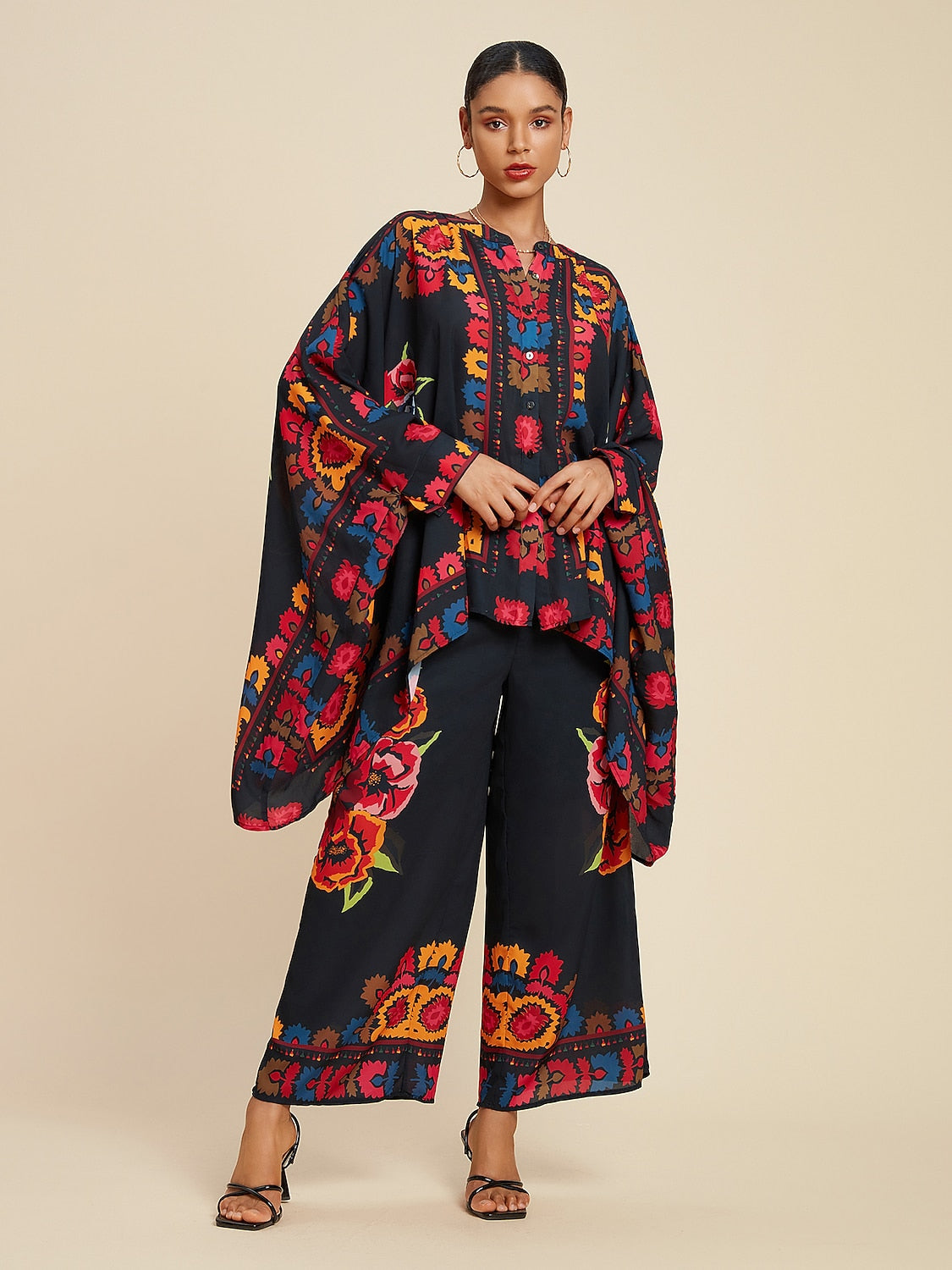 Pants Chiffon Floral Print Elasticated Waistband