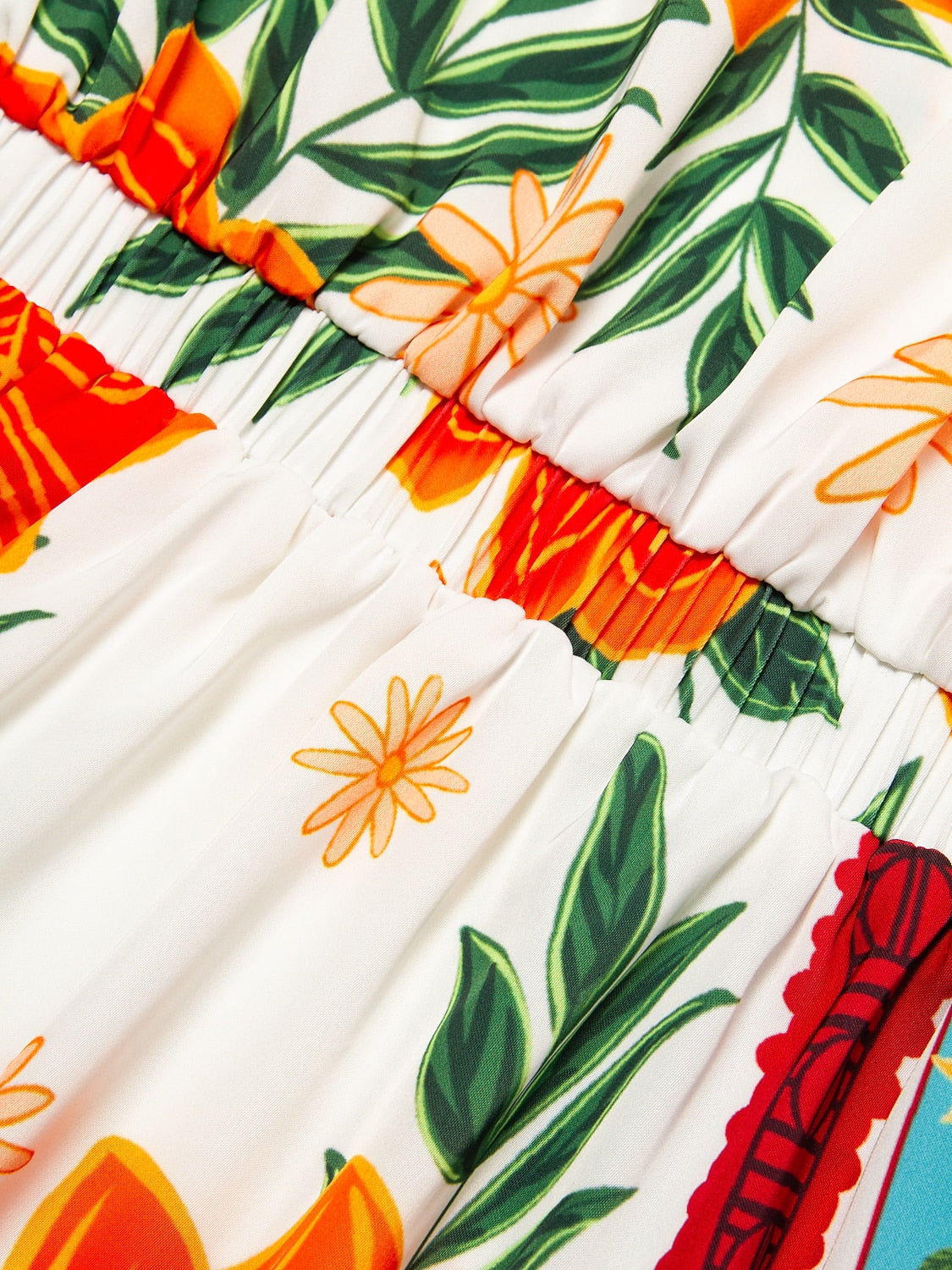 Floral Print Mini Dress Orange Flower Pattern