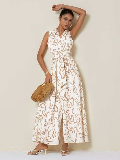 A Line Maxi Shirt Dress Pocket Waist Slim Fit