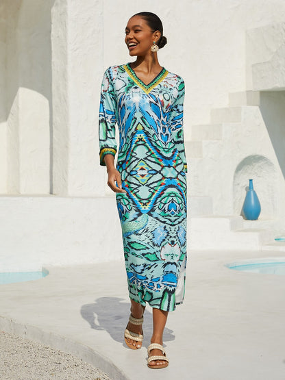 Stretch Python Motif Fitted Knit Dress