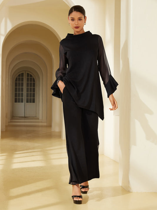Modal Chiffon Flare Cuff Set