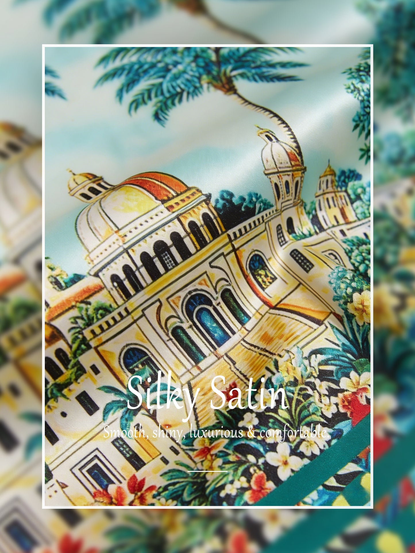 Balearic Islands Blue Silky Satin Dolman Sleeve Top