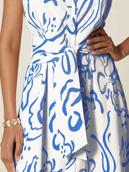 A Line Maxi Shirt Dress Pocket Waist Slim Fit