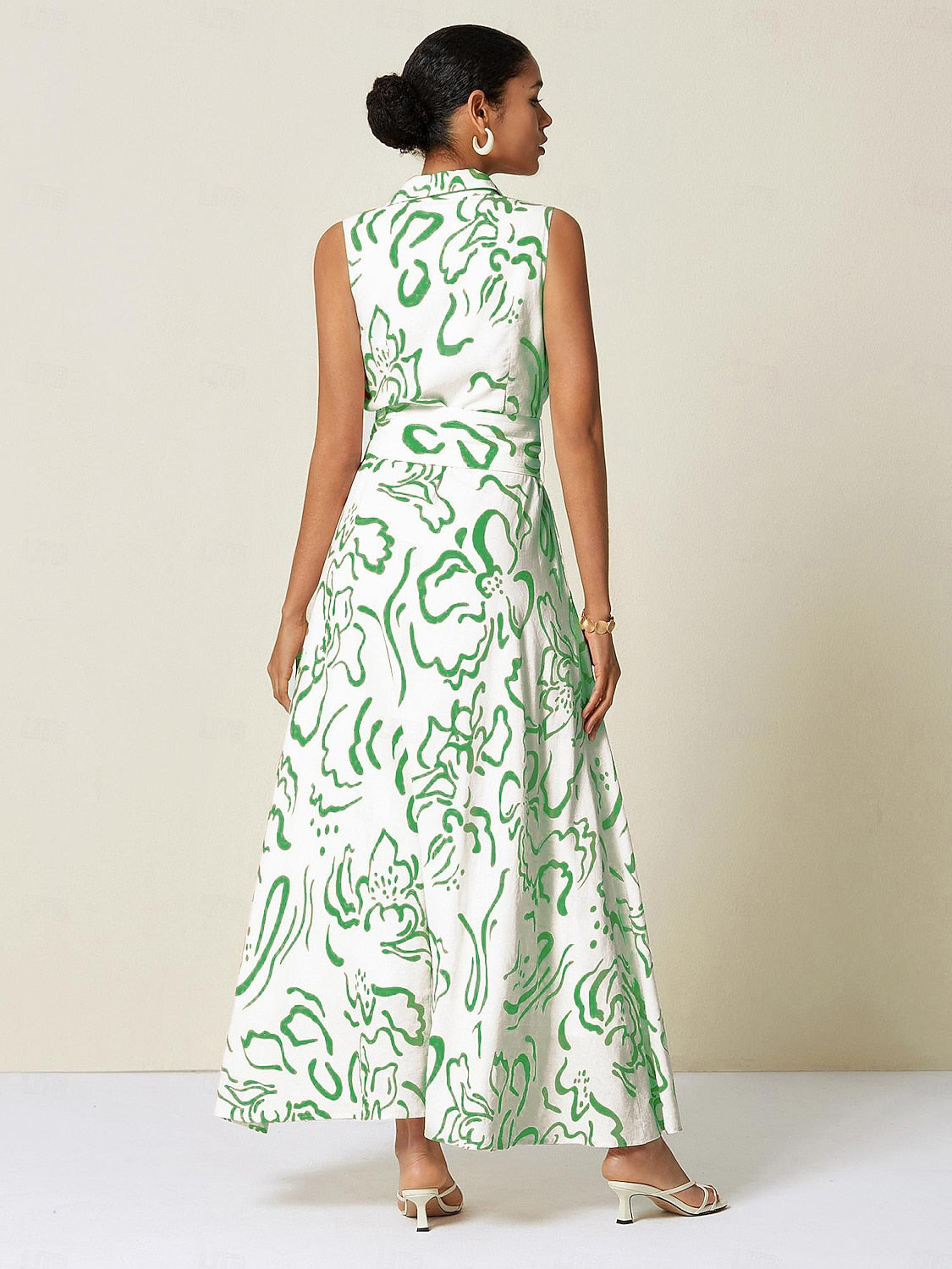 A Line Maxi Shirt Dress Pocket Waist Slim Fit