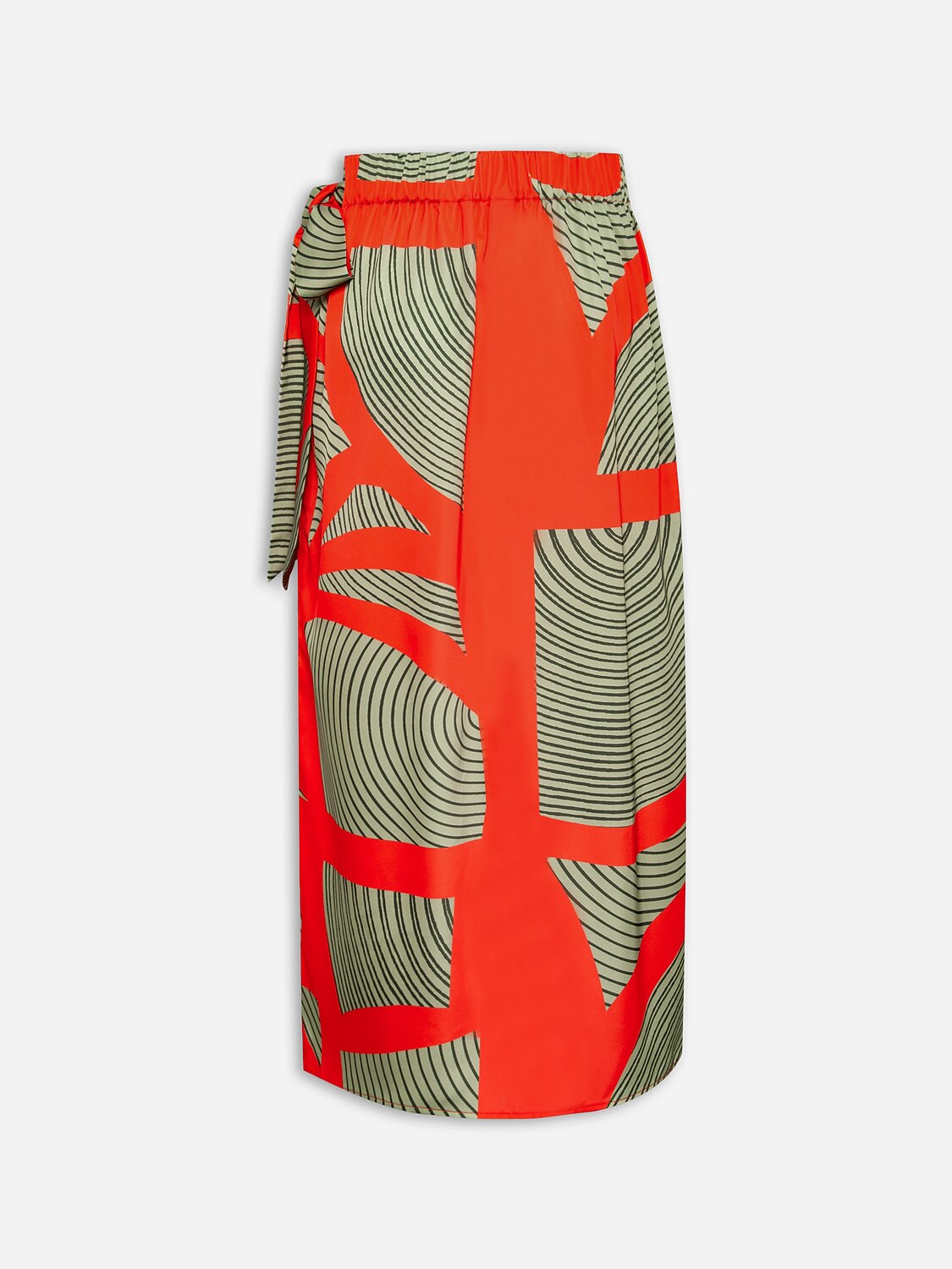 Satin Geometric Print Green Daily Casual Midi Skirt