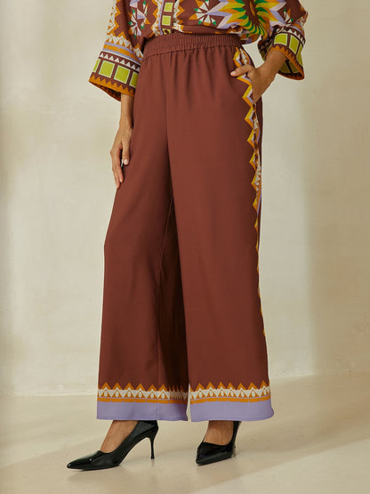 Brown Bohemia Pants Wide Leg Culottes