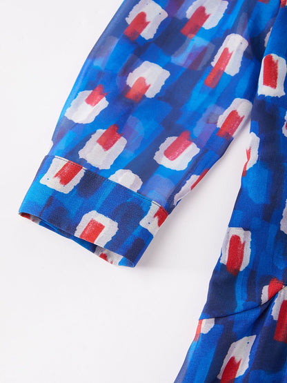 Geometric Color-Block Chiffon Maxi Dress