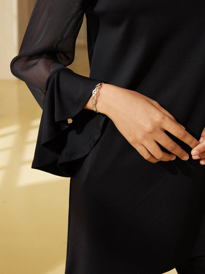 Modal Chiffon Flare Cuff Set