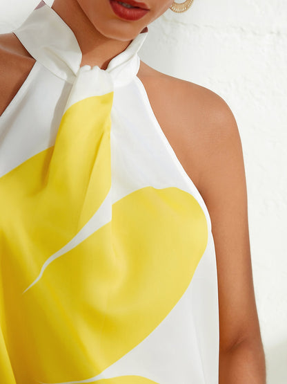 Satin Floral Halter Top