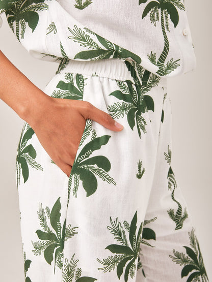 Vacation Palm Tree Print Loose Two-Piece Set