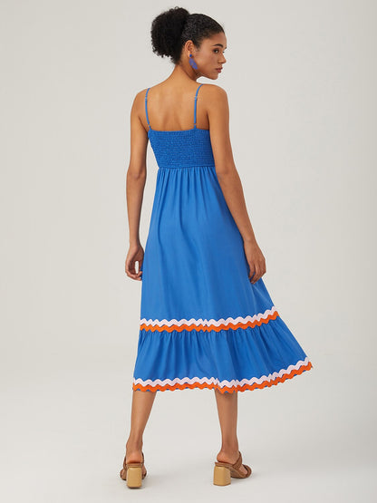 Tencel Color-Block Wave Hem Cami Dress