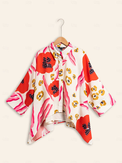 Chiffon Floral Print Casual Daily Shirt