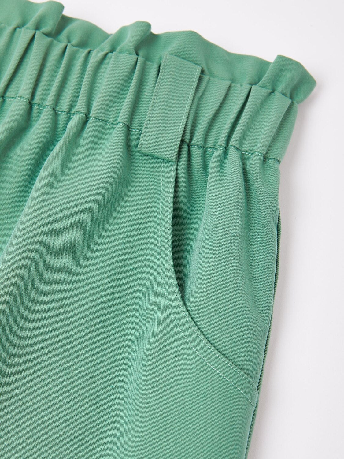 Solid Green Ruffled Ruched Shorts