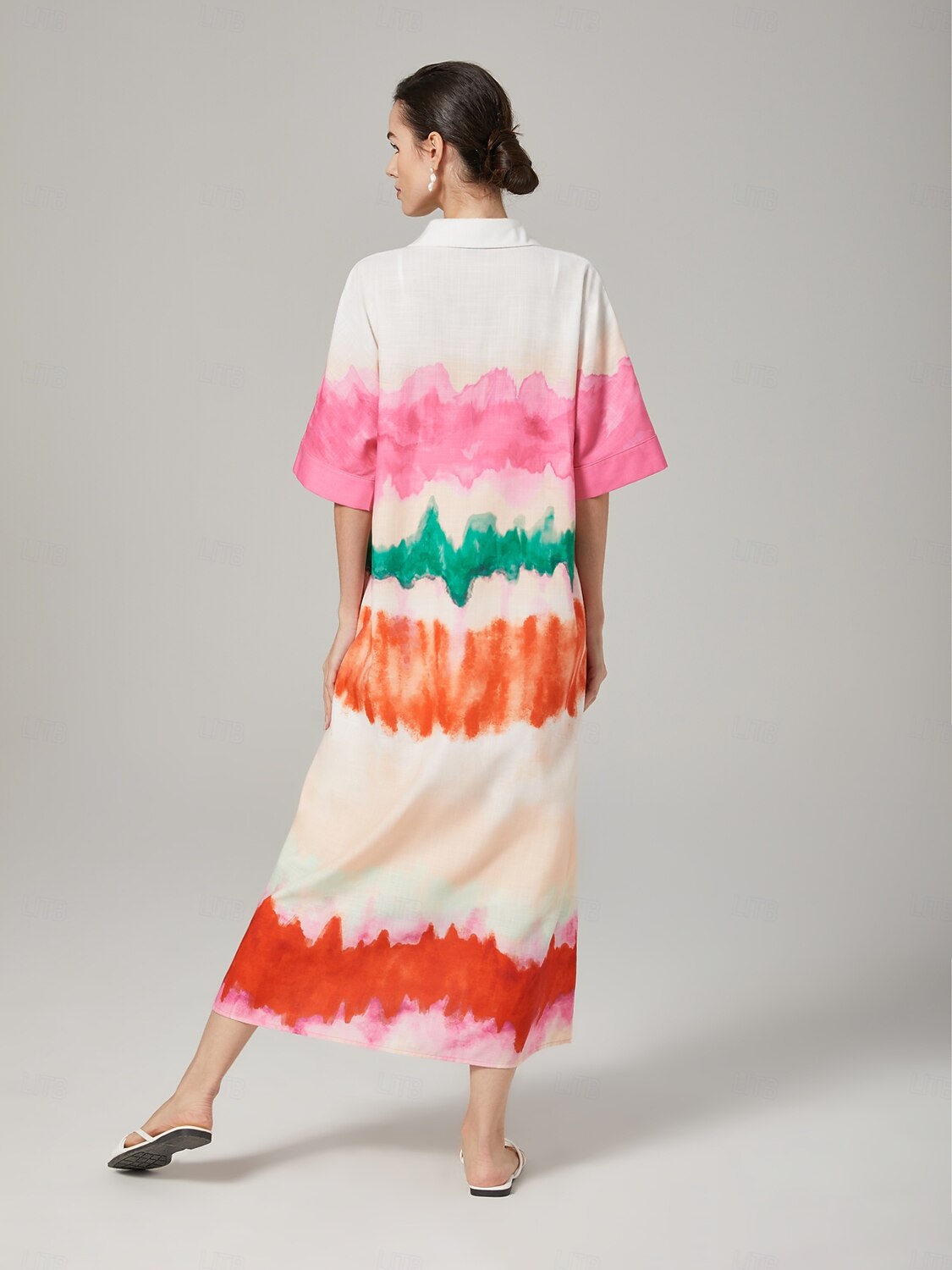 Color Gradient Printed Shirt Dress