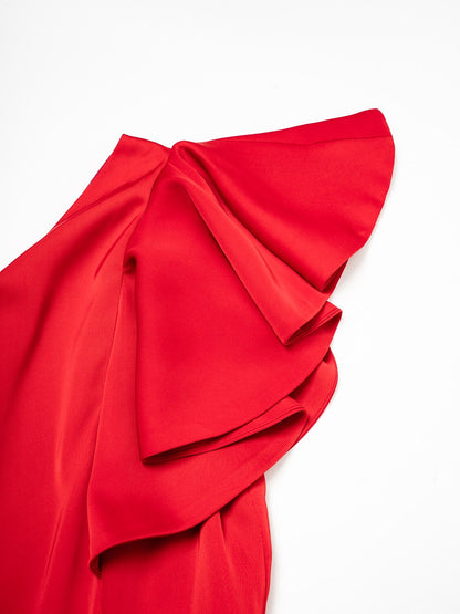 Satin Peplum Hem Solid Maxi Dress Dress