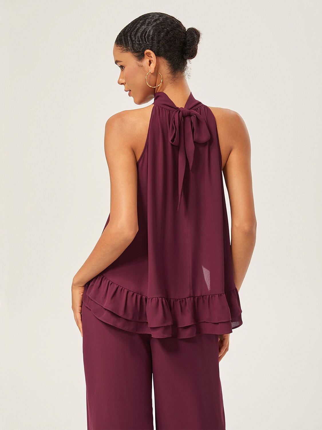 Romantic Ruffled Chiffon Halter Top