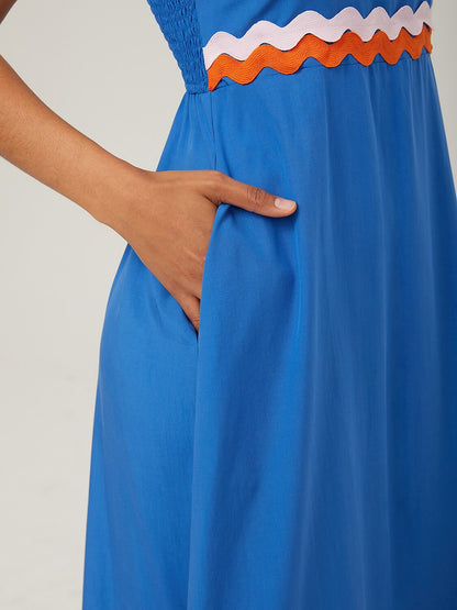 Tencel Color-Block Wave Hem Cami Dress