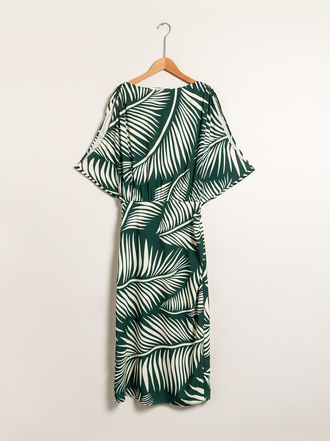 Satin Print Raglan Midi Dress
