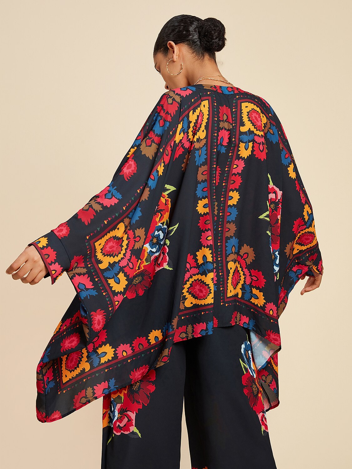 Top Chiffon Floral Print Lapel Ethnic Style