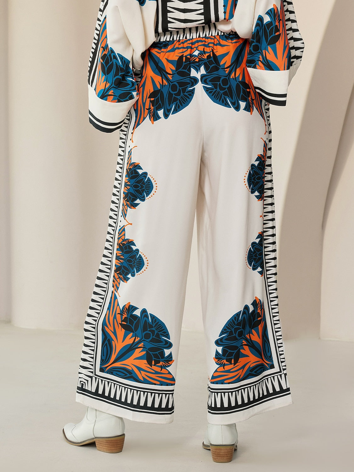 Pants Satin Wide Leg Maxi Loose Bohemian