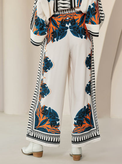 Pants Satin Wide Leg Maxi Loose Bohemian