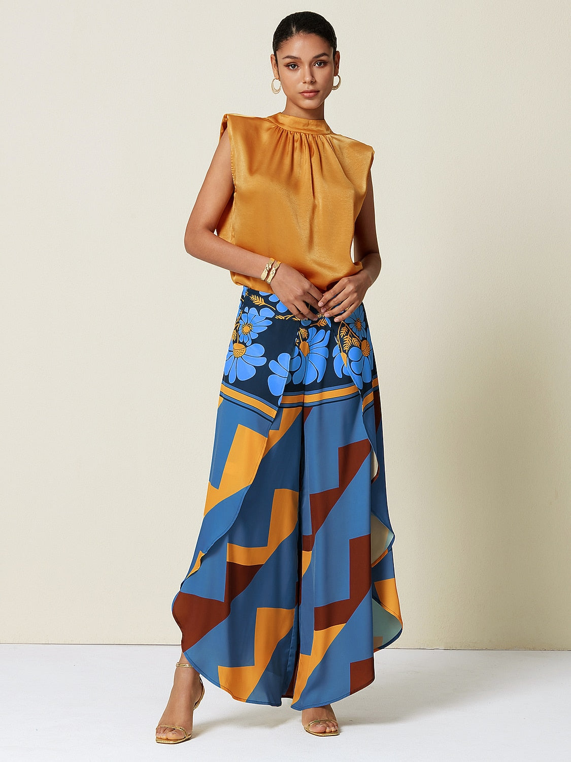 Satin less High Blouse