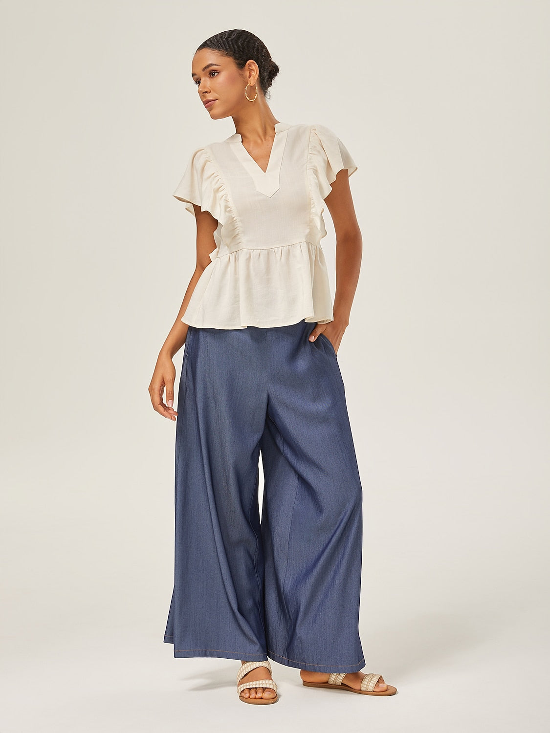 Daily Casual Tencel Denim Wide-Leg Pants